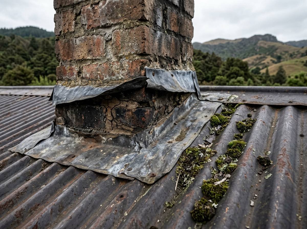 chimney flashing on a dunedin roof needing repair